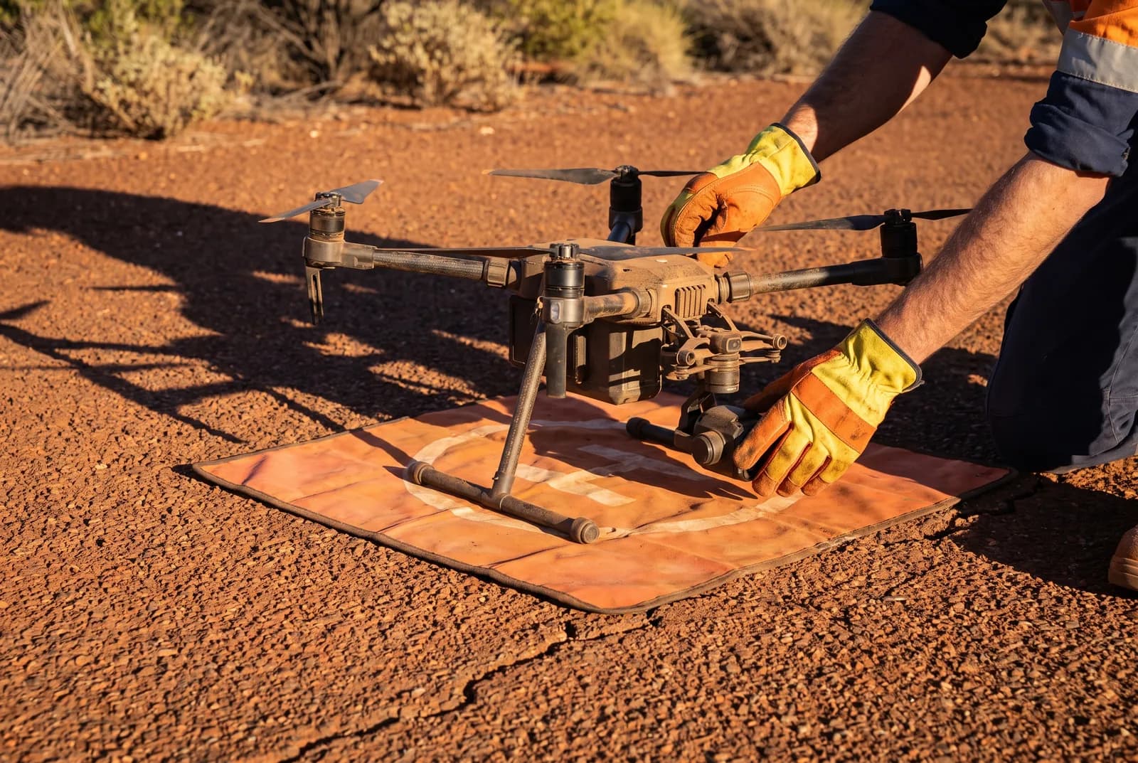 A survey aircraft being prepared for flight on site