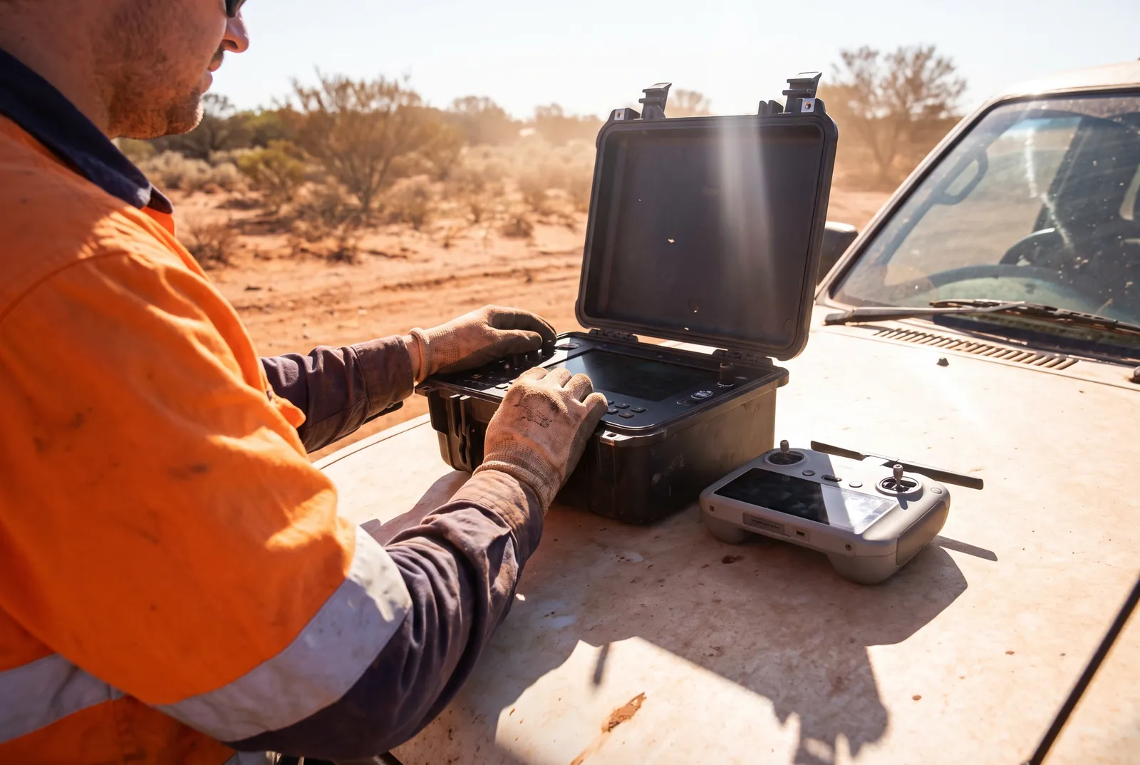An operator at a ground station on site